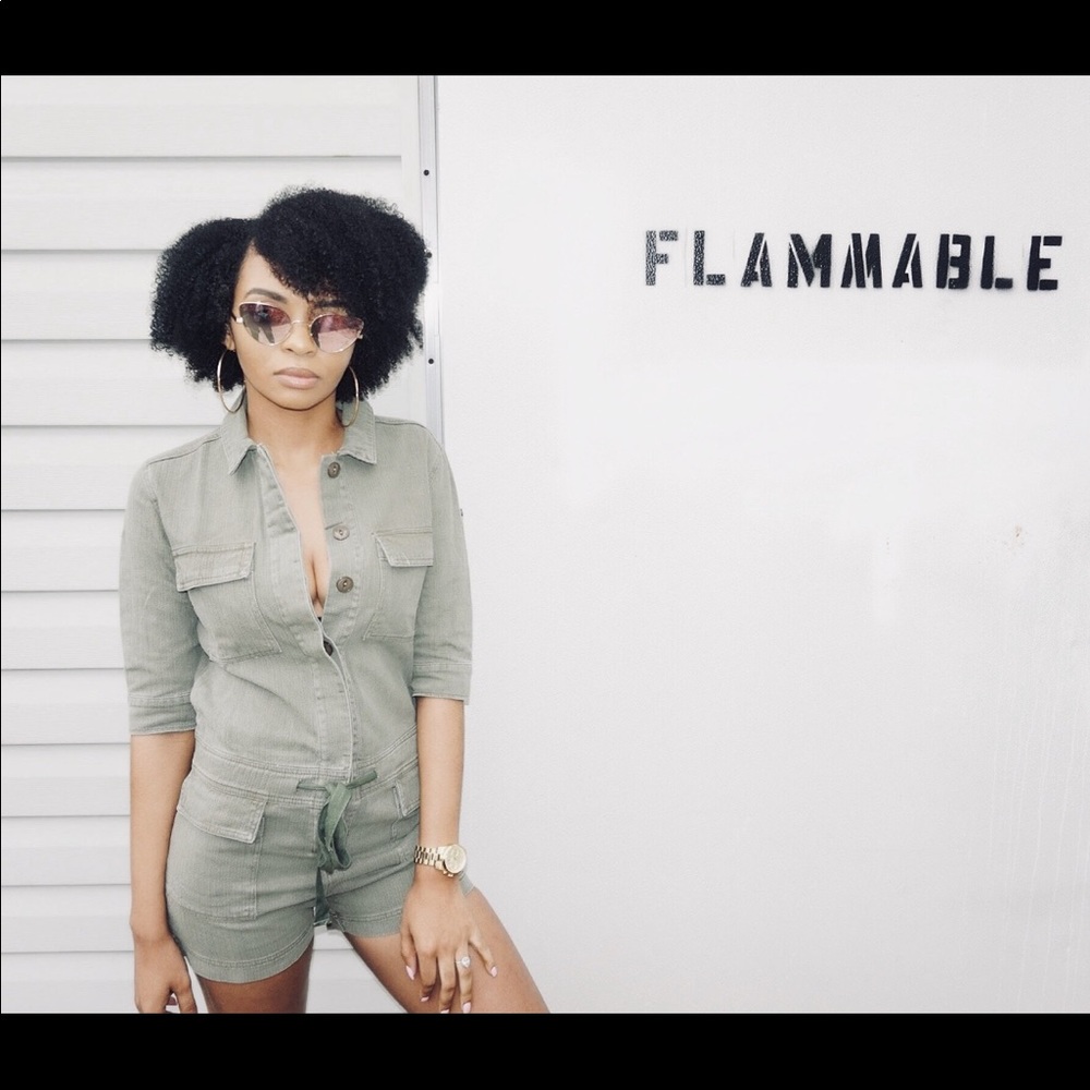 Olive green romper (Brand New)